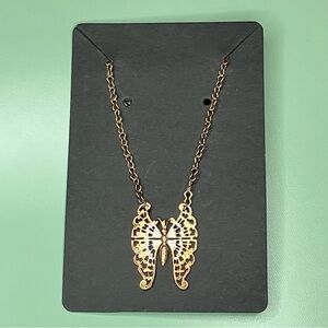 Elegant Gold Tone Butterfly Pendant Necklace